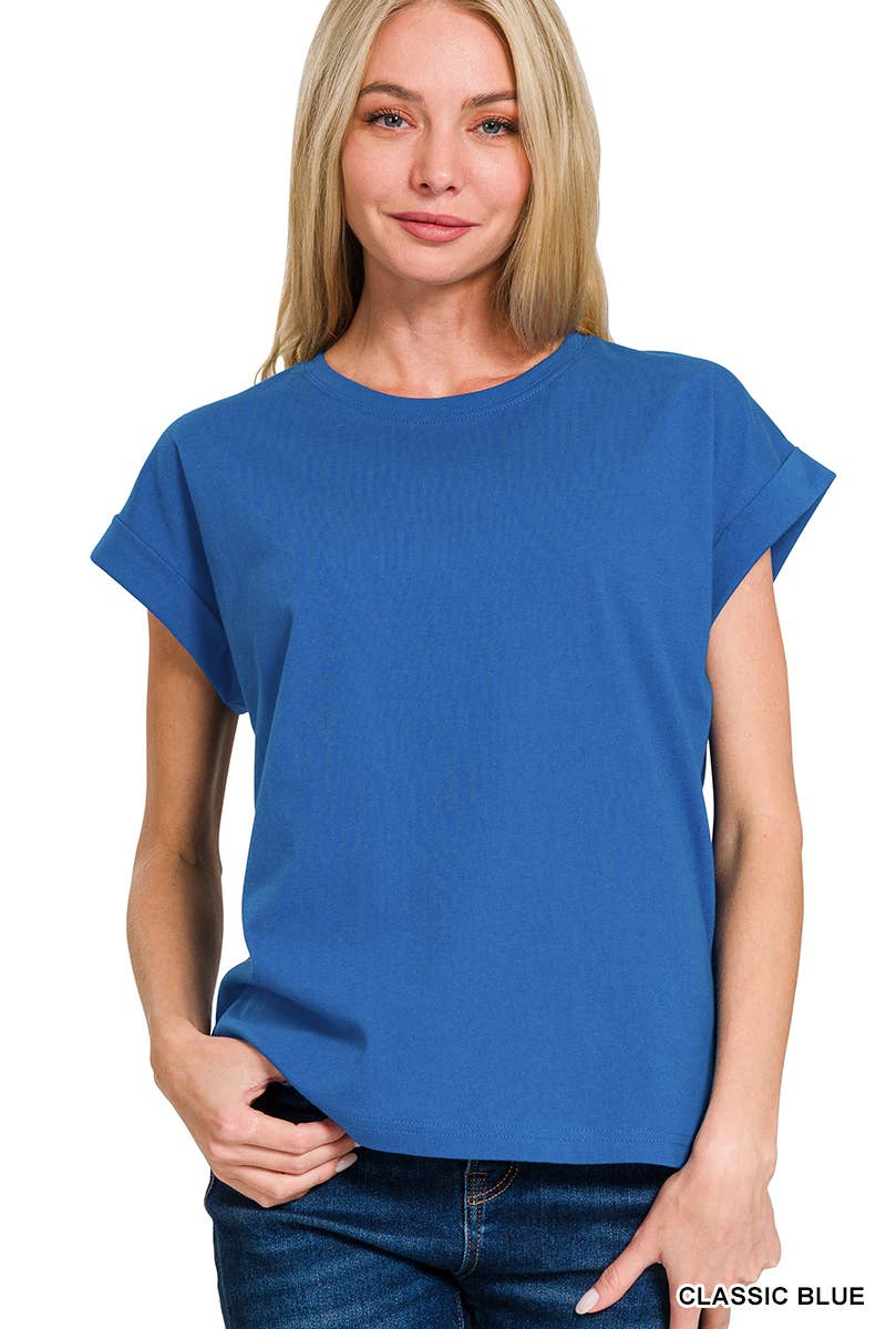42POPS - Wholesale T-Shirt - Women's - `.Round Neck Folded Short Sleeve T Shirt43