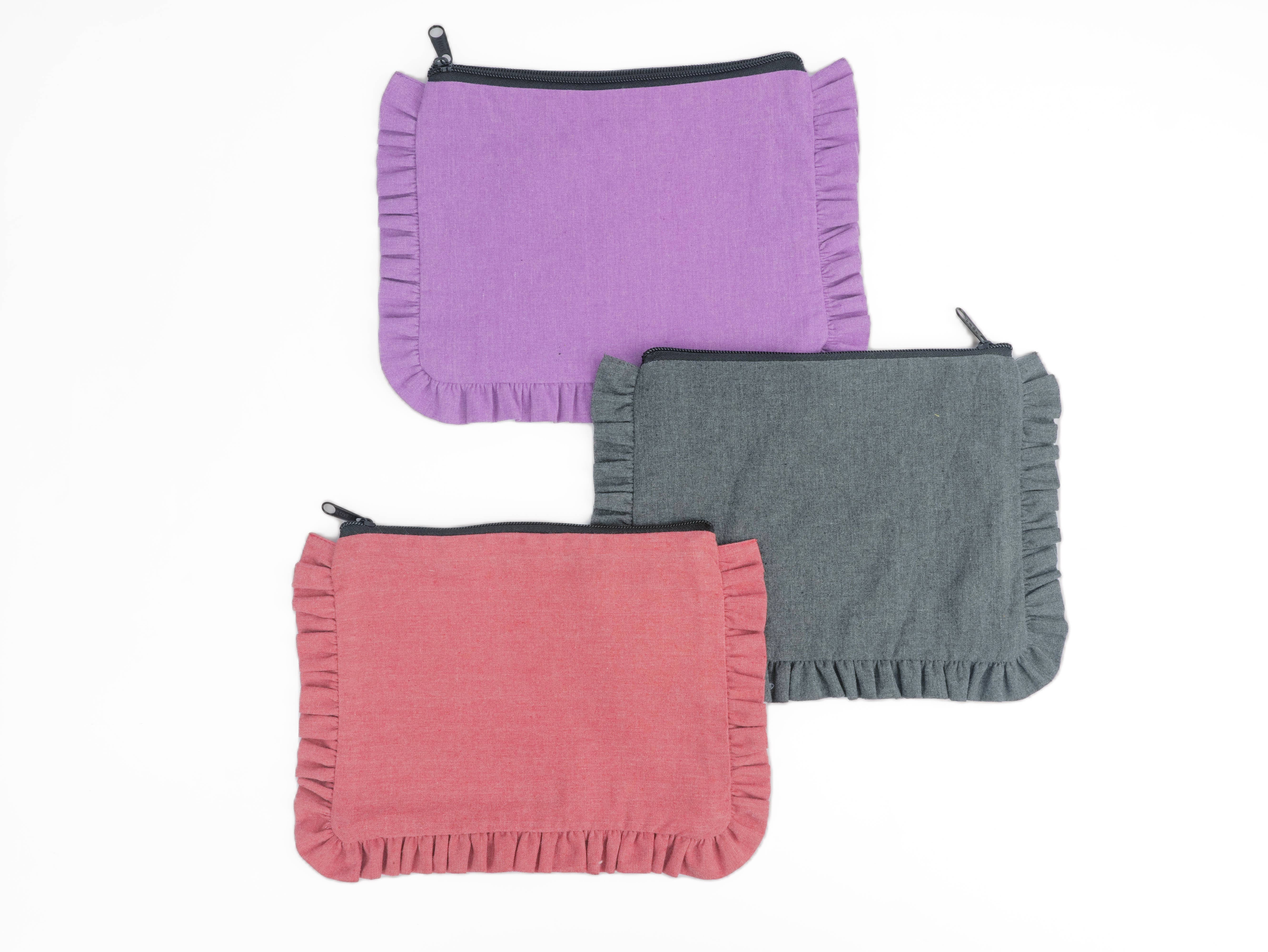 House of Kraft - Wholesale Pouch - Women's - Canvas Ruffle Pouches | Canvas Travel Pouches | Zipper Pouch19