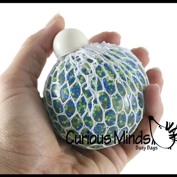 Curious Minds Toys – wholesale Fidget toy – Kids – 1 Confetti Gel Filled Mesh Net Blob Ball - Squishy Fidget