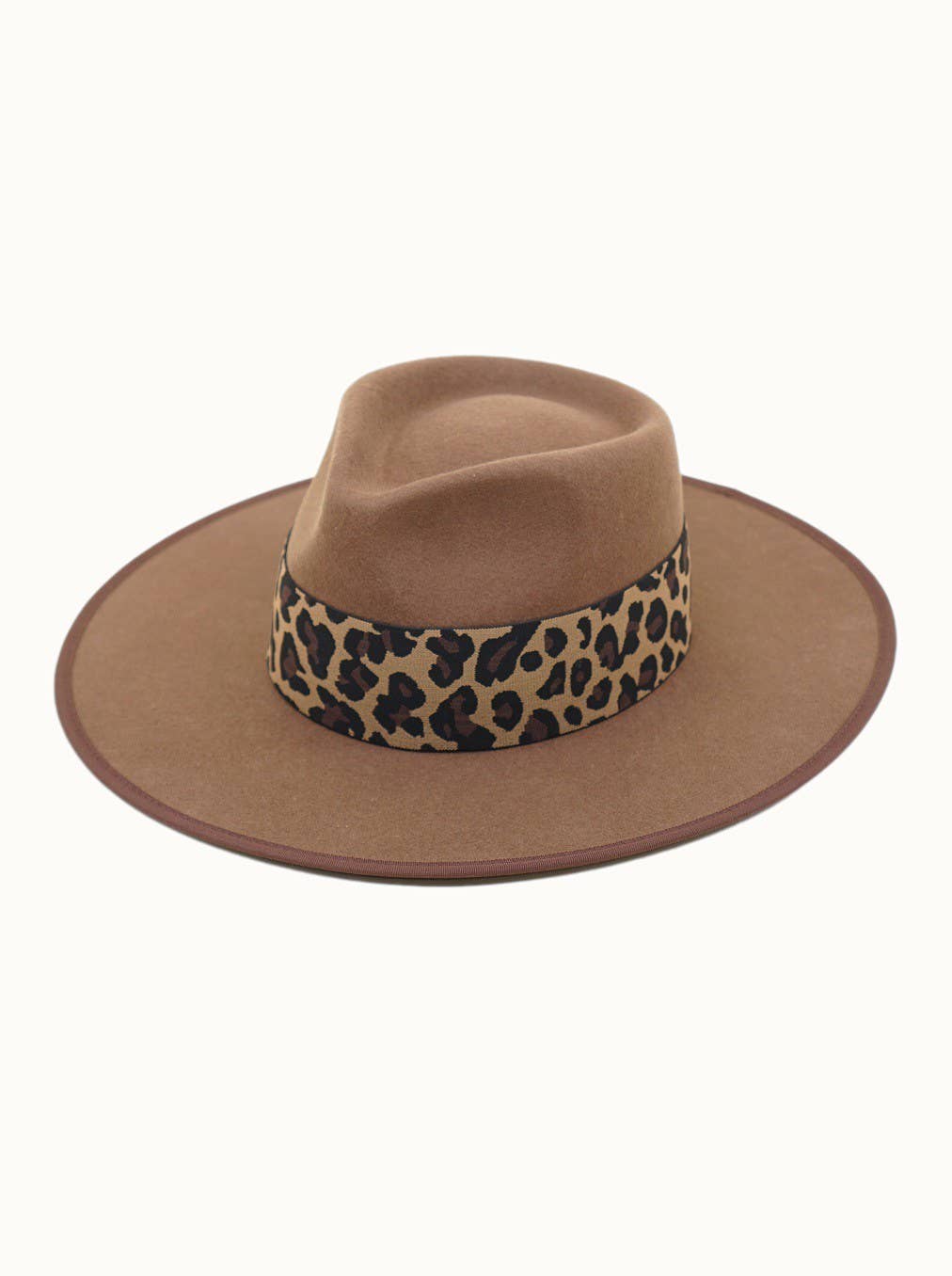 Olive & Pique - Wholesale Fedora - Women's - Leopard Banded 100% Wool Felt Structed Rancher, Satin Lined, Chestnut1