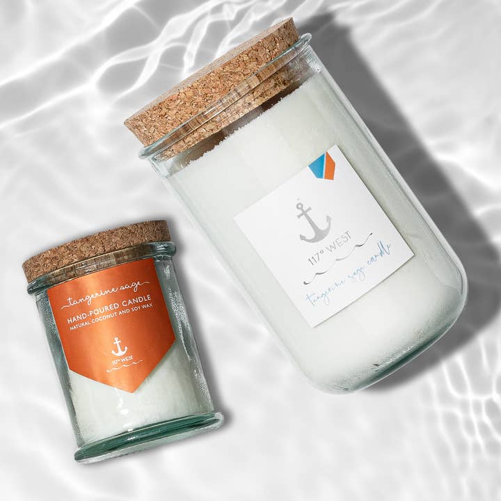 117º West Coconut Soy Candle in Recycled Glass for wholesale by 117º WEST by San Diego Natural Soap Company