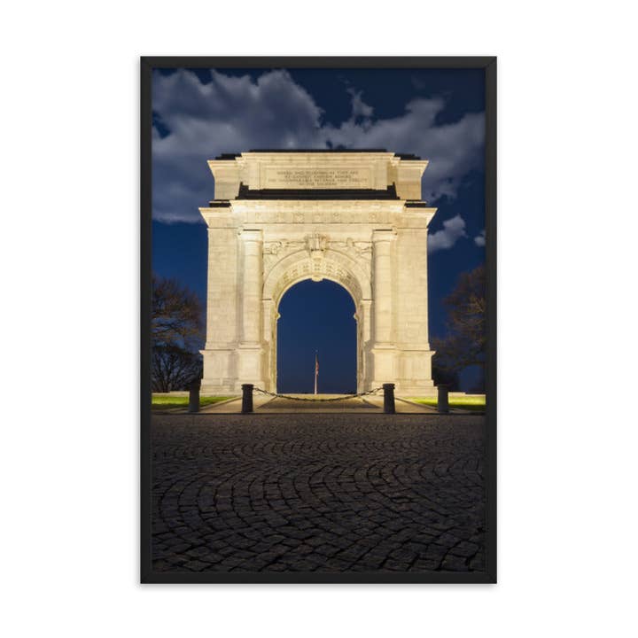 Foto notturna a Valley Forge Arch, paesaggio urbano, arte incorniciata per la vendita all'ingrosso da parte di Pipa Wall Art & Home Decor