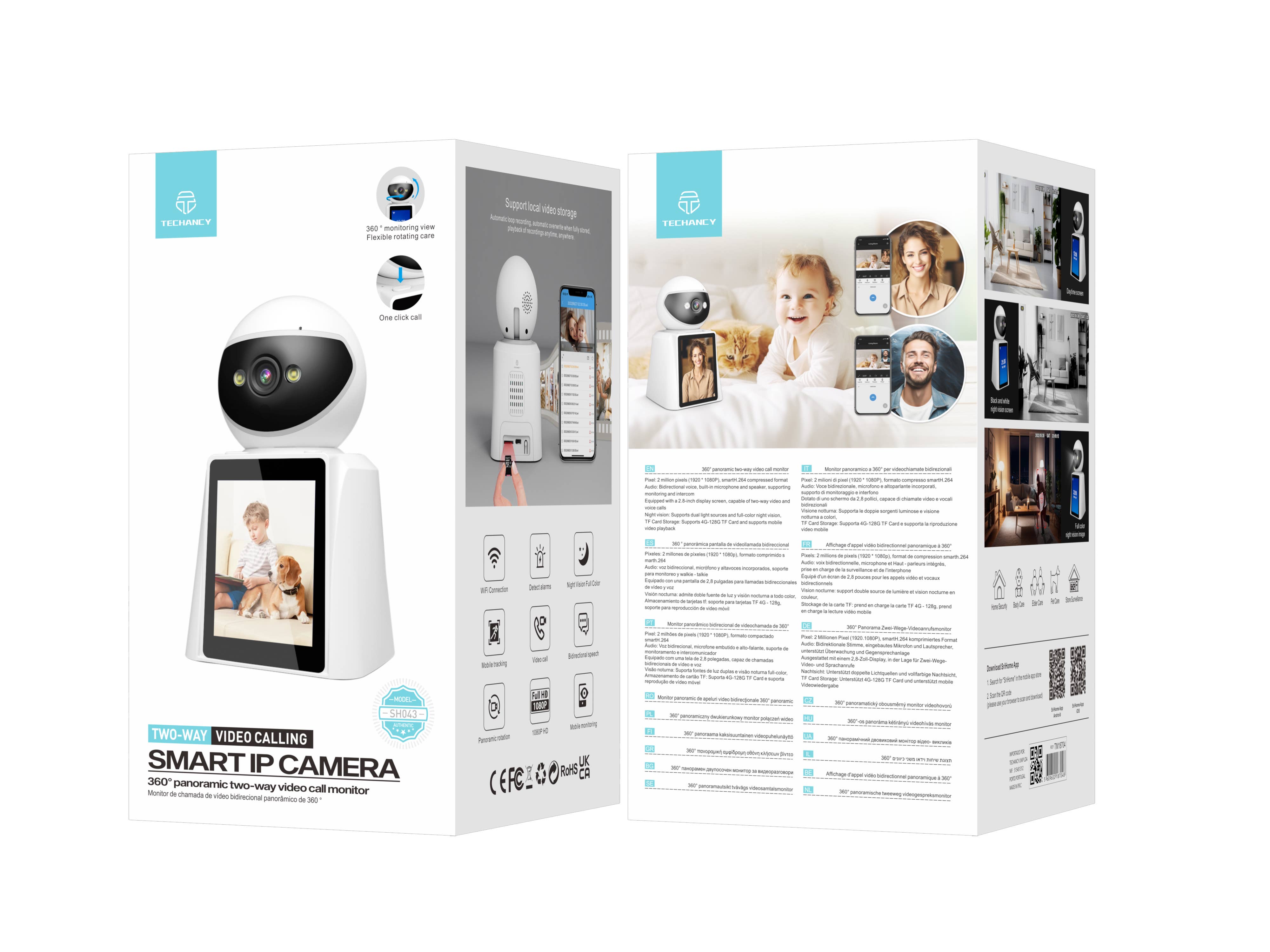 TECHANCY - Wholesale Small/Handheld Appliance - Techancy Surveillance Camera With Screen SH43 White4