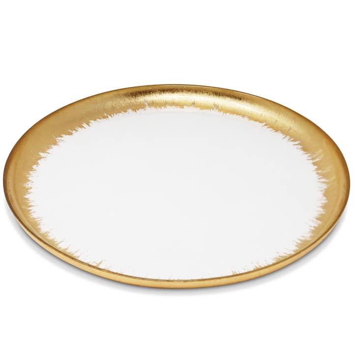 Set med 4 tallrikar med guldborstad kant för wholesale av CLASSIC TOUCH DECOR INC.