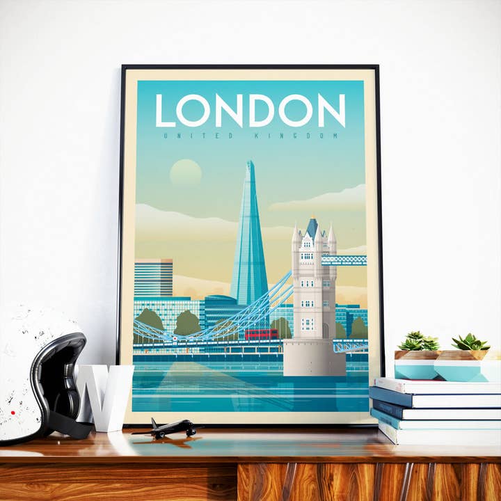 London Tower Bridge - United Kingdom travel poster for wholesale by Olahoop Travel Posters