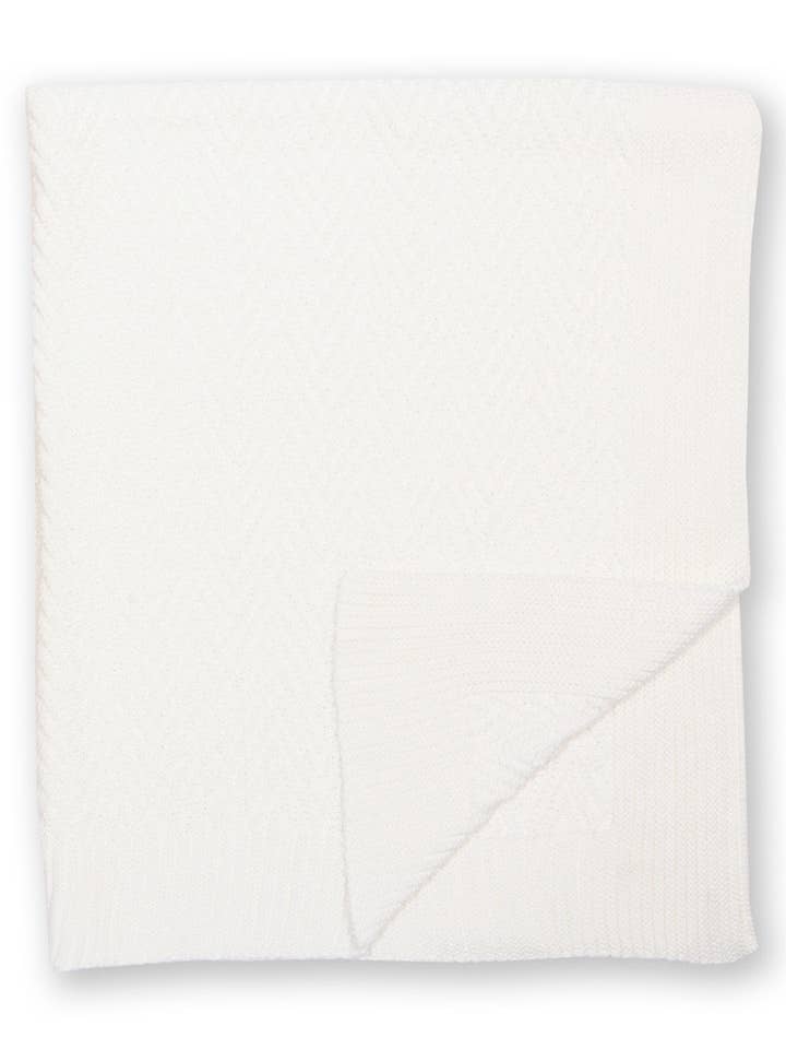 Heirloom knit blanket off white for wholesale by Kite Clothing