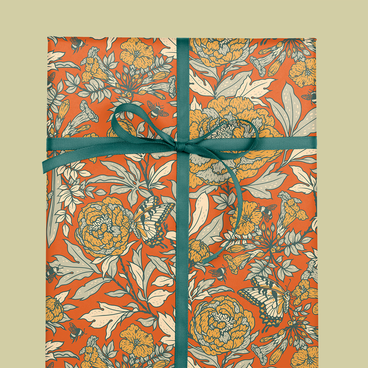 Mustard Beetle - Wholesale Flat Wrap - Gift Wrap: Peonies1