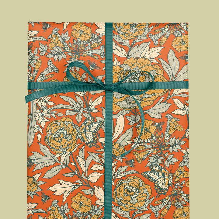 Mustard Beetle - Wholesale Flat Wrap - Gift Wrap: Peonies1