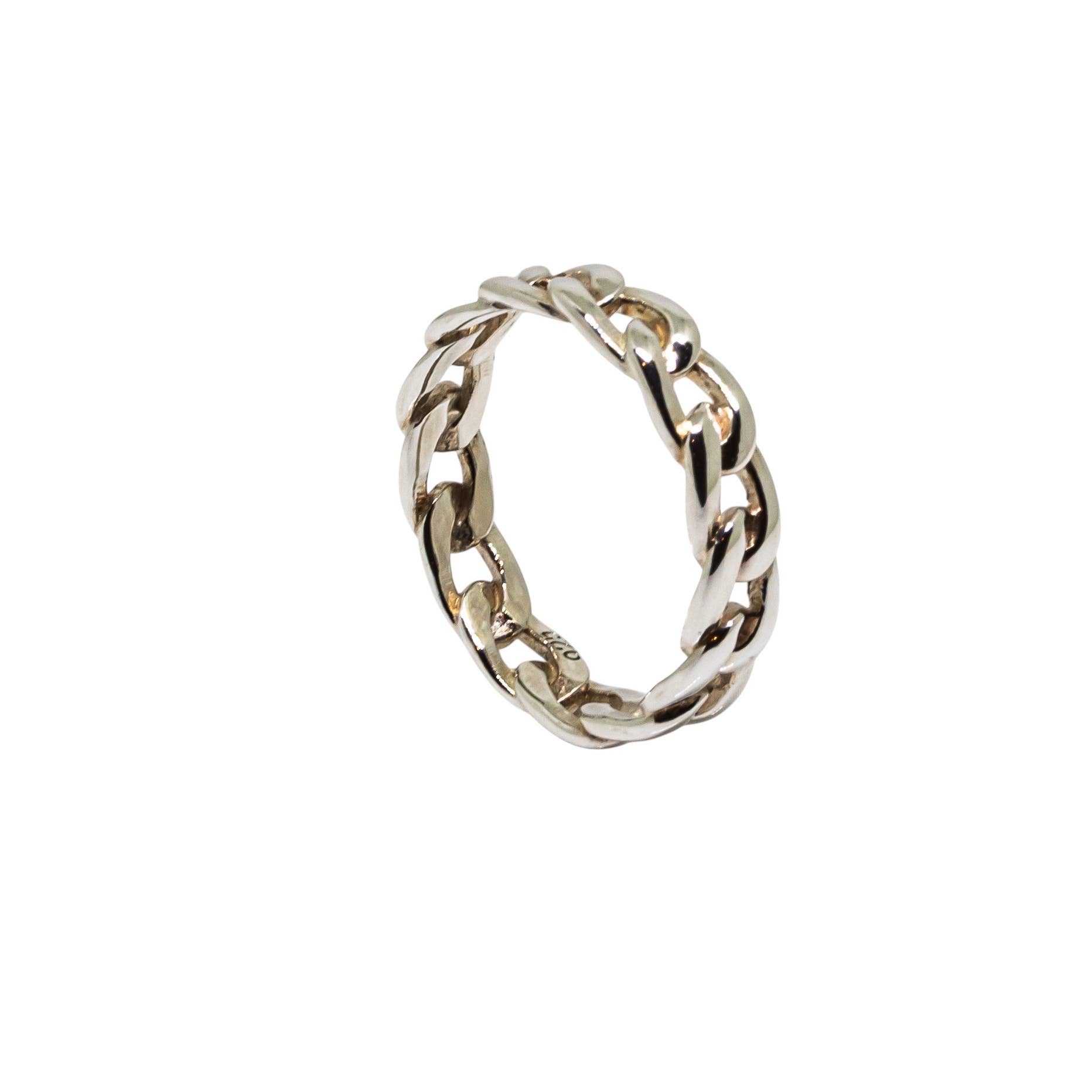 Quasar Gems USA - Wholesale Chain Ring - Sterling Silver Cuban Chain Link Ring Band2
