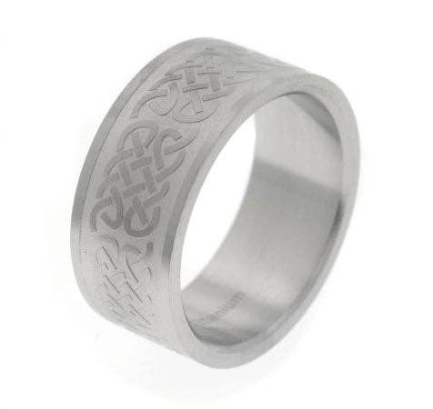 Silver Insanity – Anel de casamento por atacado – 10mm Amplo Nó Celtic Padrão Nó Celta Anel Aliança de Casamento Titânio2