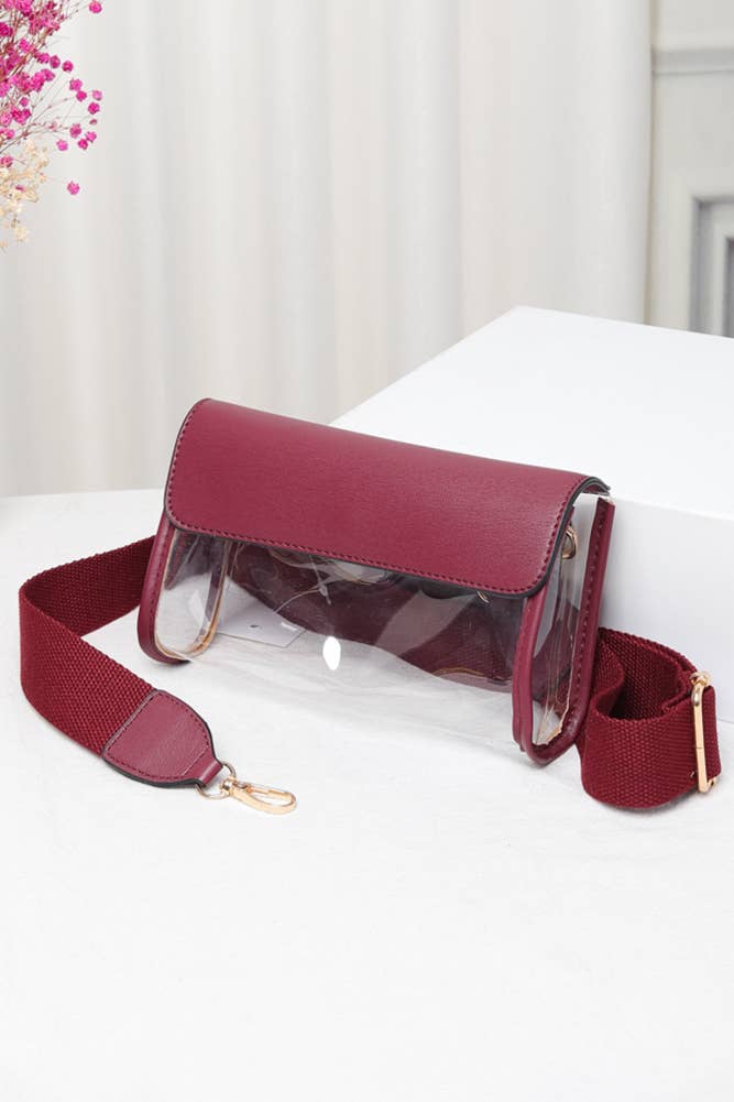 Hana - Wholesale Crossbody Bag - Women's - Solid Trim Clear Stadium Crossbody Bag13