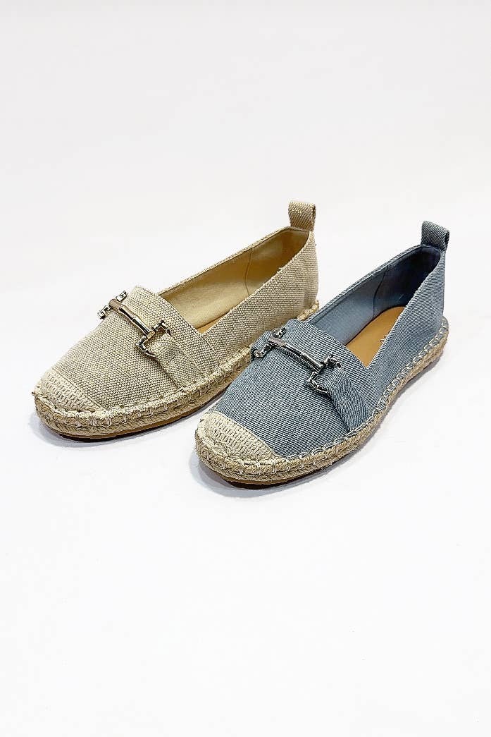 Black CABO METALLIC LINK DETAIL CAP-TOE STYLE ESPADRILLES FLATS for wholesale on Faire2