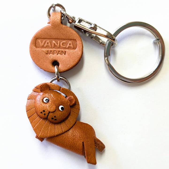 Lejonläderdjur handgjord nyckelring väsksmycke tillbehör för wholesale av VANCA CRAFT