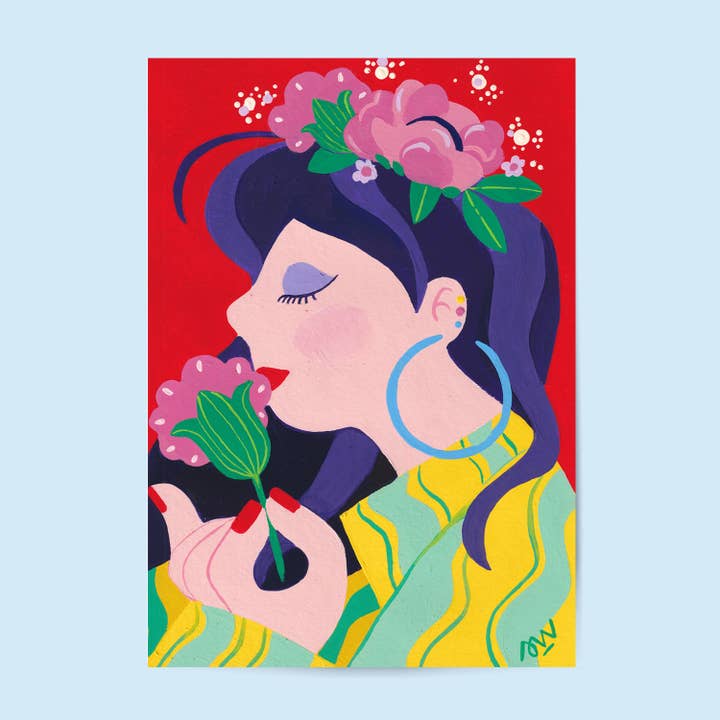 Tirada de Arte - Retrato de Joven con Flor para venta al por mayor de Hello couleur