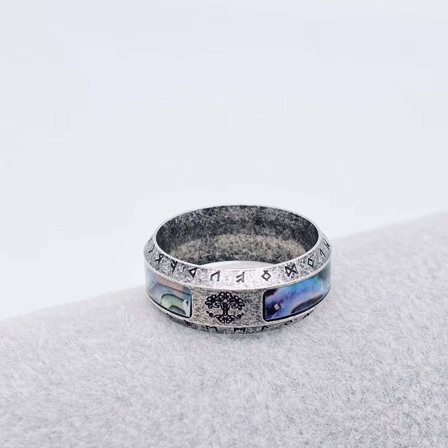 Mio Queena - Wholesale Band/Stacked Ring - Retro Stainless Steel Tree of Life Viking Rune Ring - MJ/MR