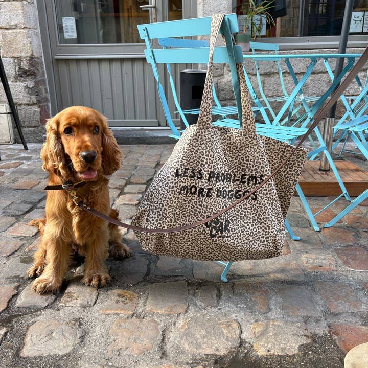Oscar & co - Wholesale Tote Bag - Women's - Leopard-print tote bag "Less problems, more doggos"2