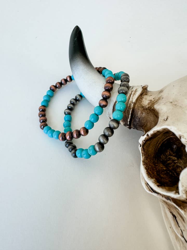 Western Pearl and Bead Stackable Stretch Bracelet for wholesale by Boho Ranch Shop