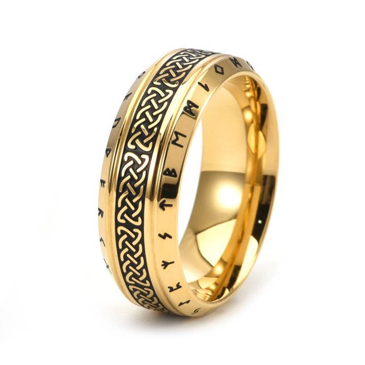 Perimade & Co. LLC - Wholesale Band/Stacked Ring - Celtic Knot Viking Rune Wedding Band Ring in Stainless Steel