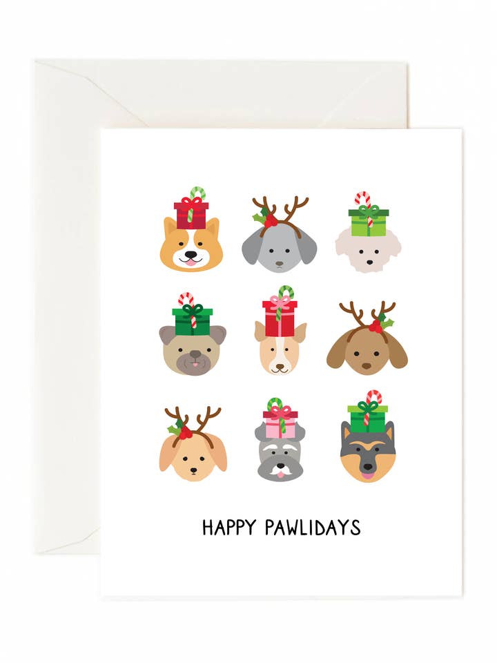 Happy Pawlidays Greeting Card for wholesale by Tickle Me Lavender