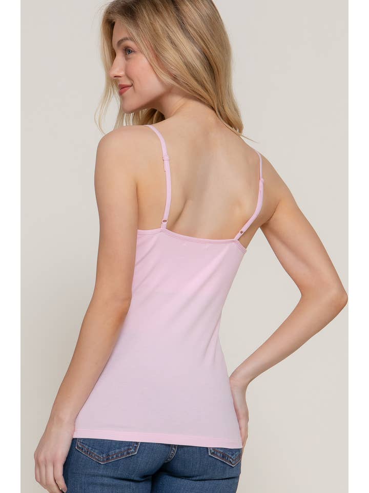 Active Basic | Active USA - Wholesale Camisole - Women's - Basic Adjustable Spaghetti Strap Cropped Cami with Shelf Bra