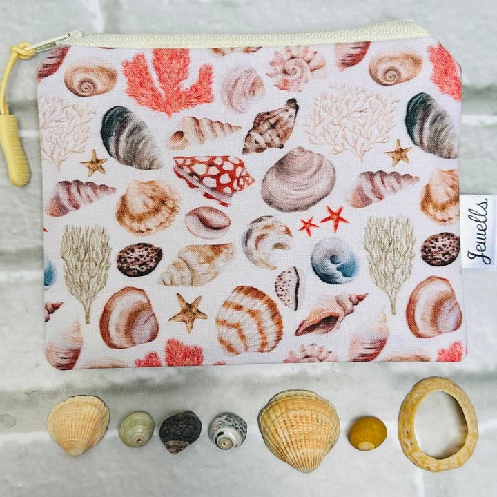 Shell fabric coin purse pouch 2 designs pocket mirror for wholesale by Jewells