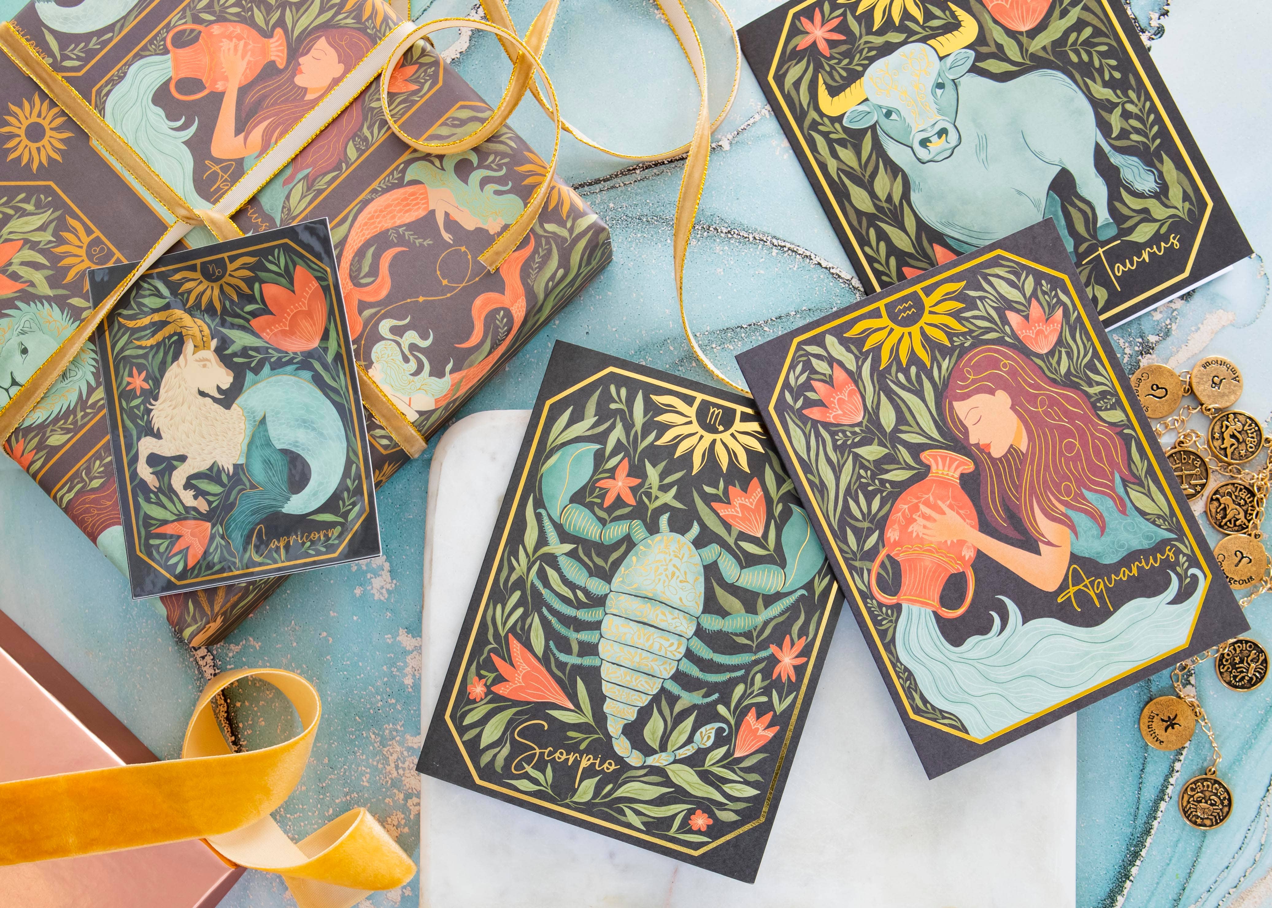 Amicreative - Wholesale Wrapping Paper Roll - Zodiac Astrology Wrapping Paper – 3 Rolls (3 Sheets Each)2
