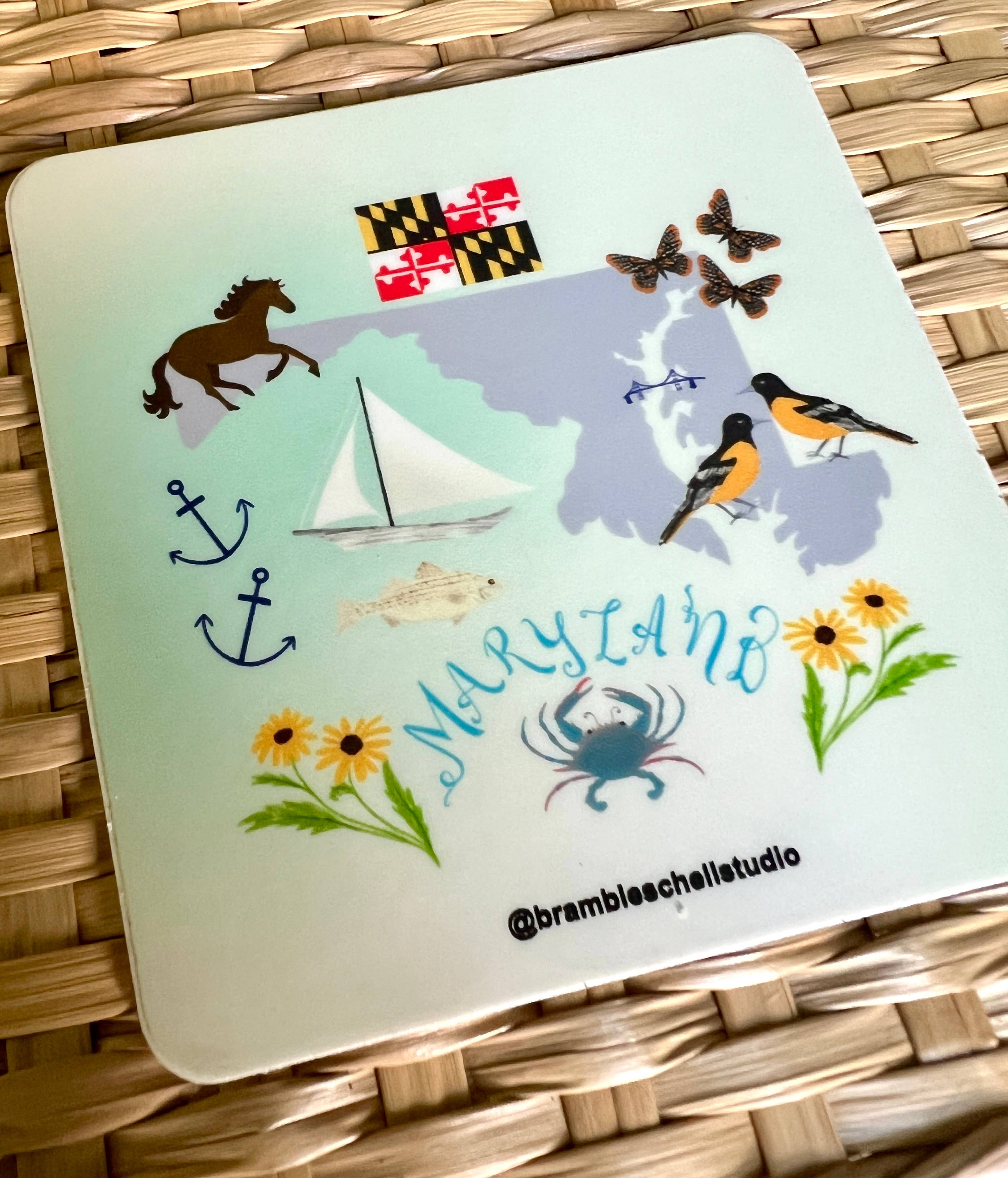 Bramble Schell Studio - Wholesale Sticker - Maryland State Vinyl Sticker 6
