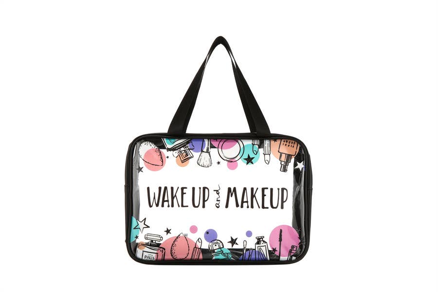 Nima Accessories Inc - Wholesale Makeup/Cosmetic Bag - Ladies Make Up Themed Printed Clear Hand Bag1