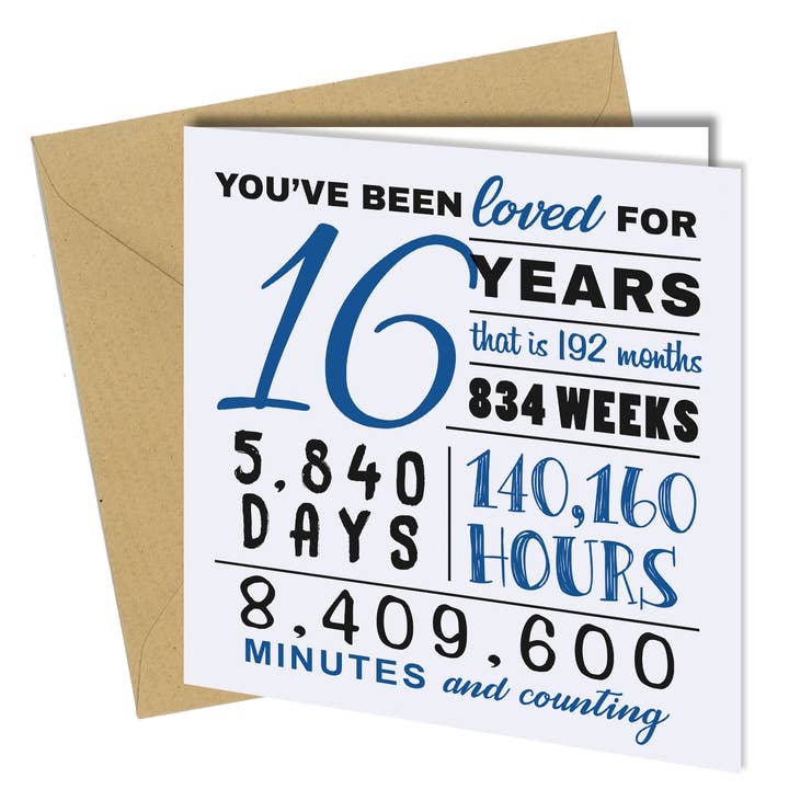 #1677 16th sixteenth 16 Loved Son Grandson Nephew Birthday for wholesale by Close to the Bone Greeting Cards and Gifts