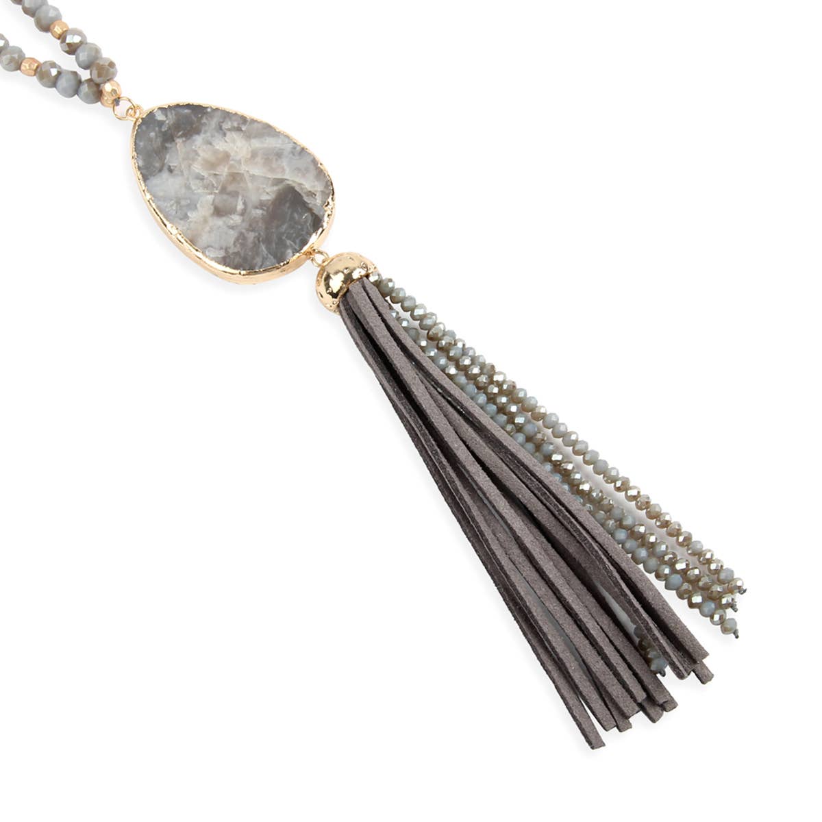 MYS Wholesale Inc - Wholesale Pendant/Charm Necklace - Natural Stone With Tassel Pendant Necklace4