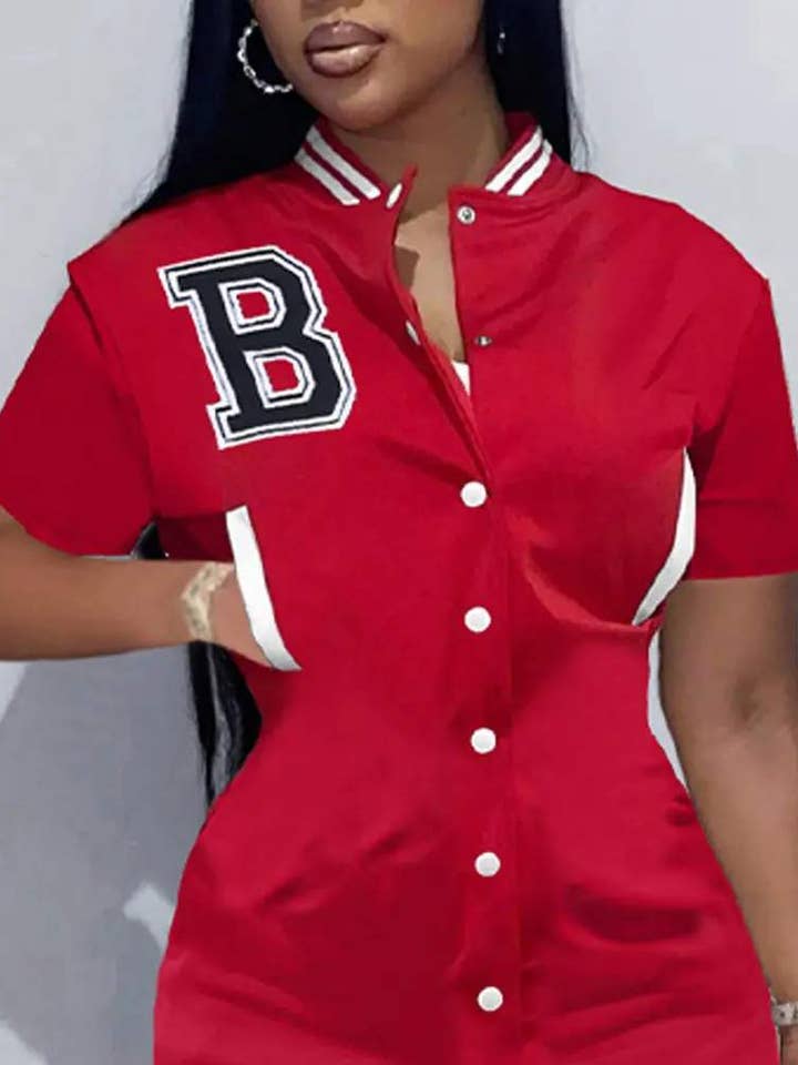 Fashion Combination - Wholesale Blouse – Women’s - letter embroidery button front casual dress13