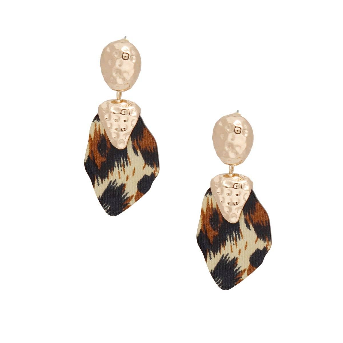 Drop Fierce Leopard Print and Gold Earrings Women for wholesale on Faire1
