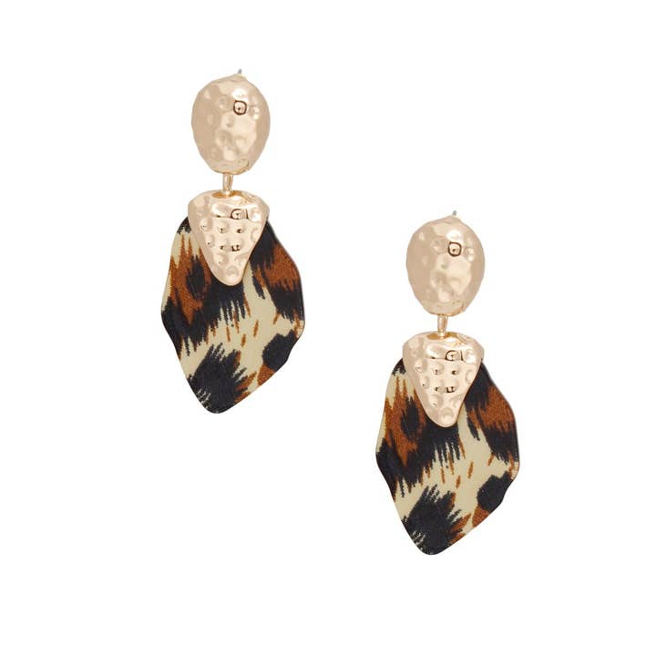 Drop Fierce Leopard Print and Gold Earrings Women for wholesale on Faire1