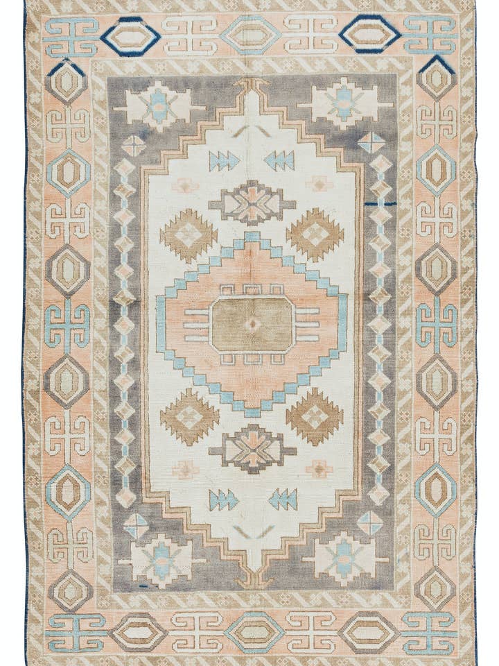 Alfombra geométrica moderna hecha a mano de 4,5 x 6,7 pies. 100% lana para venta al por mayor de Rug Specialist LLC.