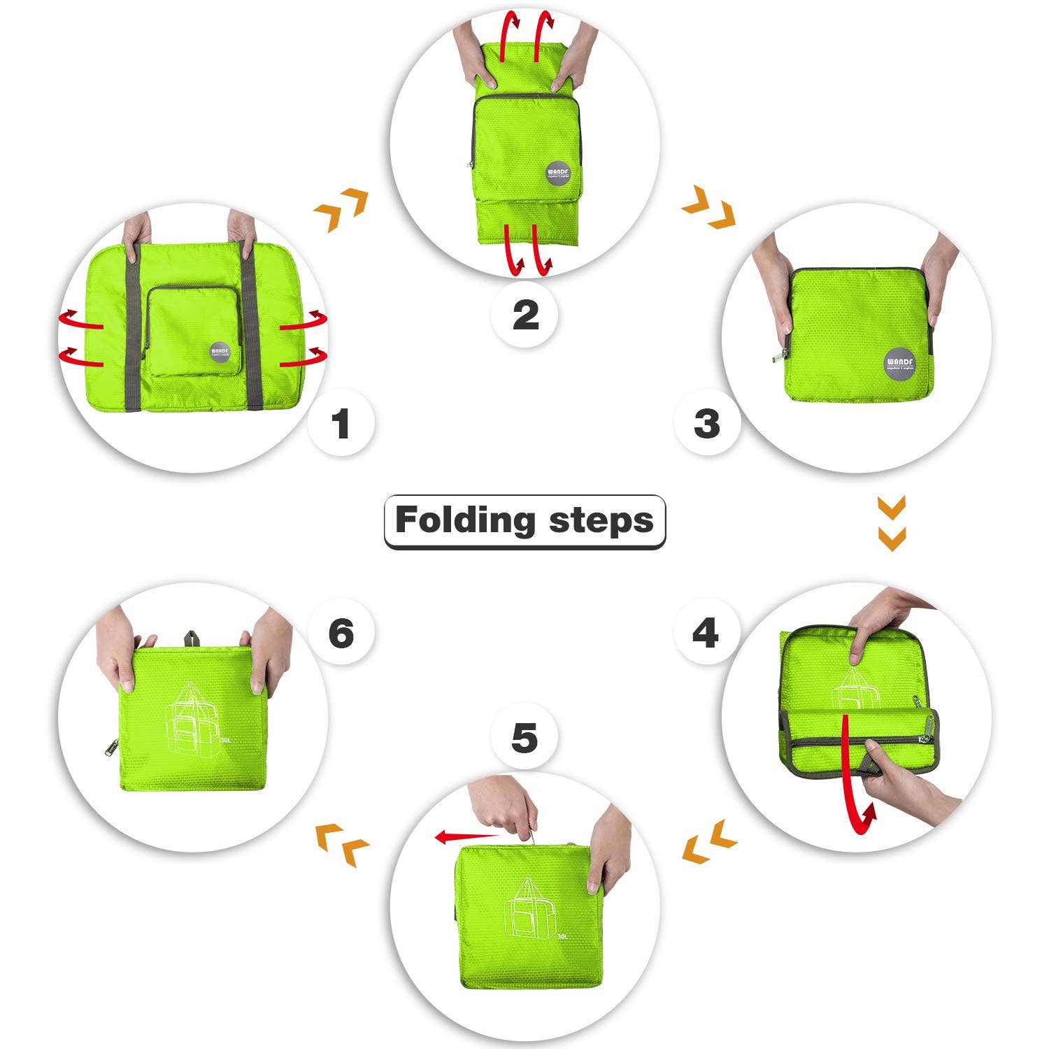 wandf – wholesale Duffelväskor – Unisex – Hopfällbar 30 L reseväska, weekenderväska 45 cm8