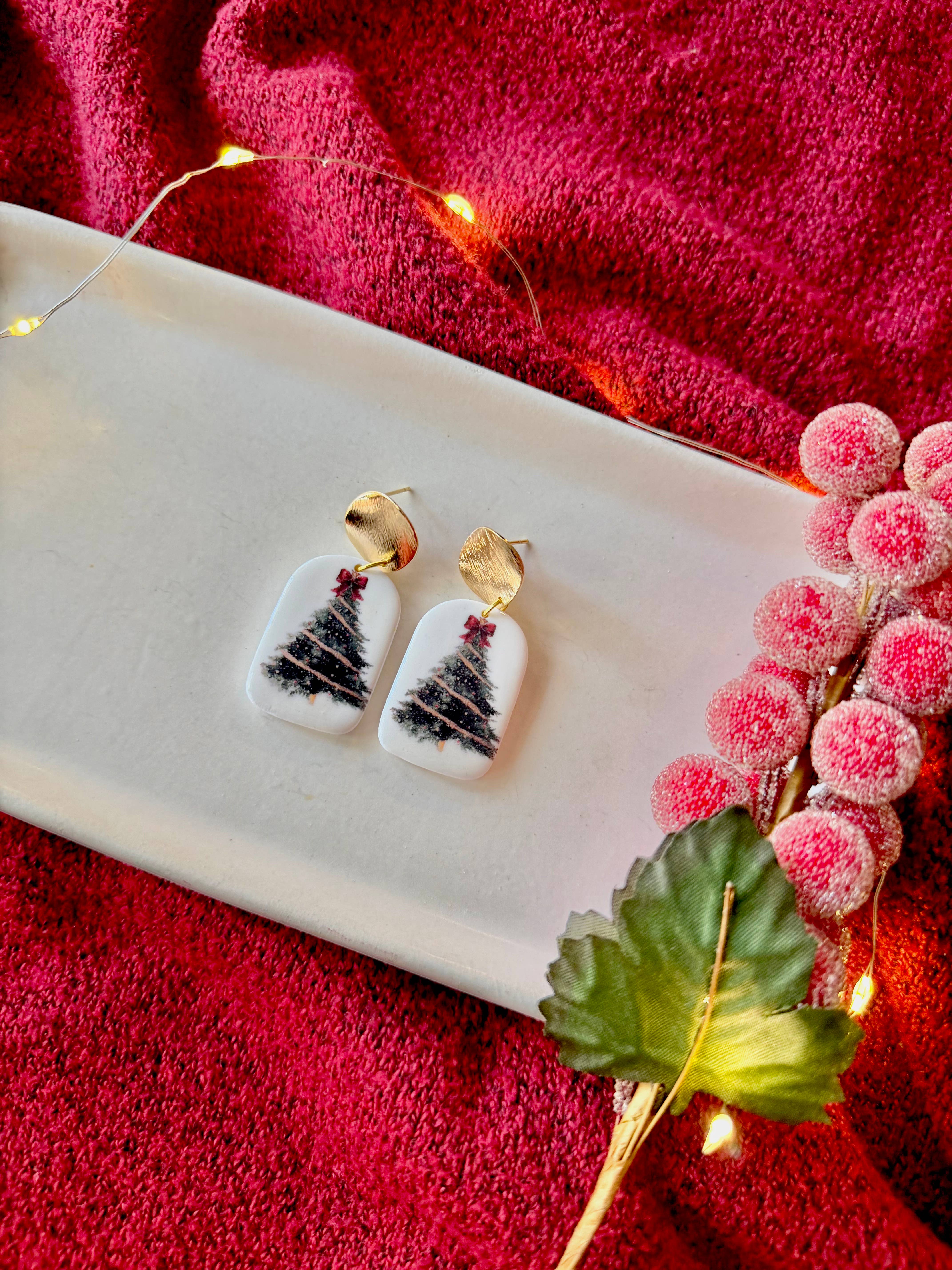 SeizeTheClayJewelry - Vendita all'ingrosso Orecchini pendenti - Orecchini pendenti ad albero, orecchini ad albero di Natale2