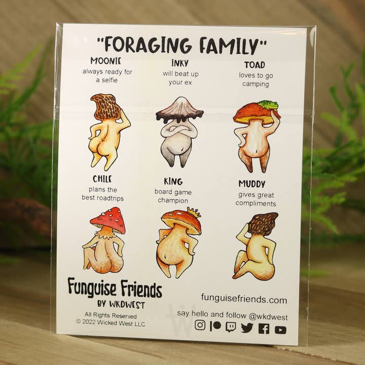 Funguise Friends by WkdWest - Wholesale Phone & Laptop Stickers - Vinyl Funguise® Sticker PACK - "Foraging Family"1