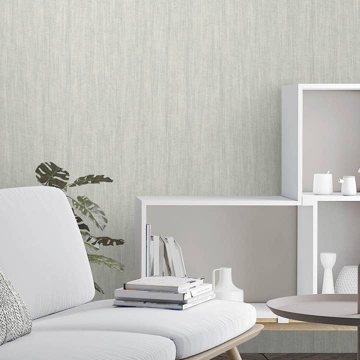 Moderne ivoorkleurige grasbehang, reliëfstructuurbehang, groot 16,5 m², linnenstructuur, abstract, afwasbaar, effen kleur. voor wholesale door Walloro Luxury Embossed Wallpaper