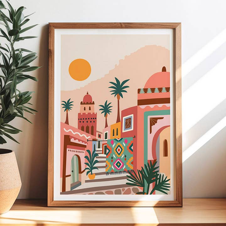 Morocco Sunset Art Print for wholesale by 3 Birdies Studio