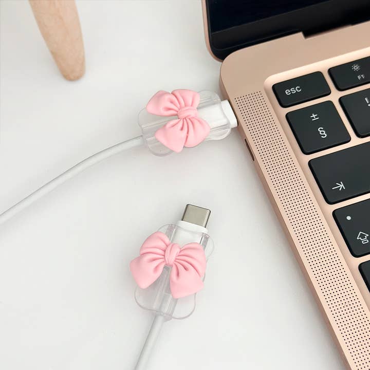 Cable Cover Charm Pack - Pink Bow for wholesale by Coconut Lane