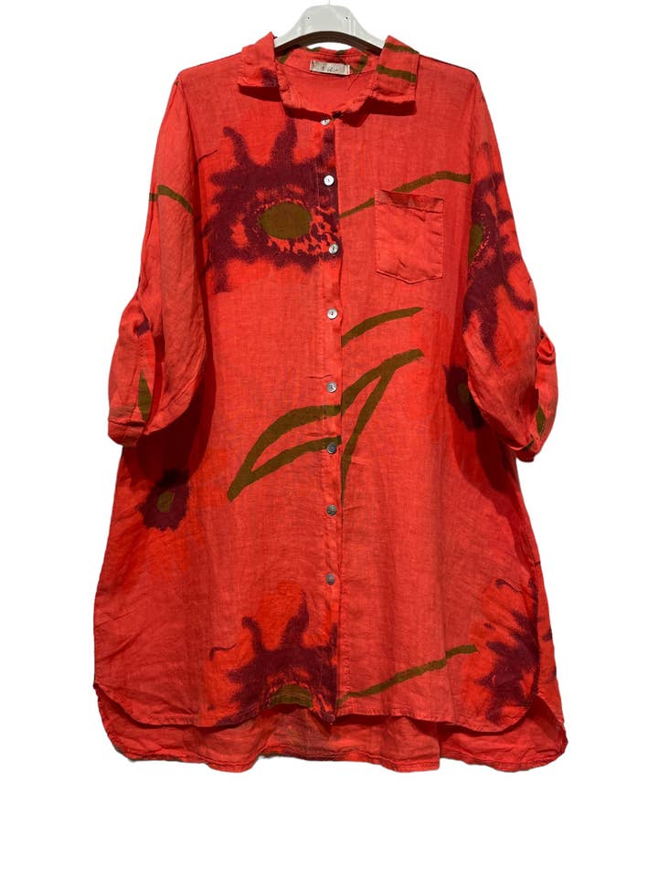 LINEN & COTTON HOUSE - Wholesale Buttoned-down shirt – Women's - 46102 FLORAL LINEN SHIRT3