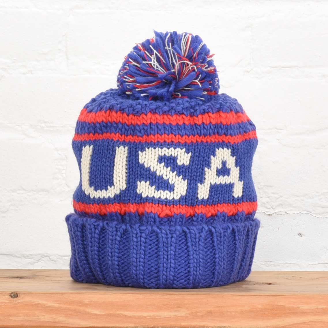 Blue USA Alpine Beanie for wholesale on Faire0
