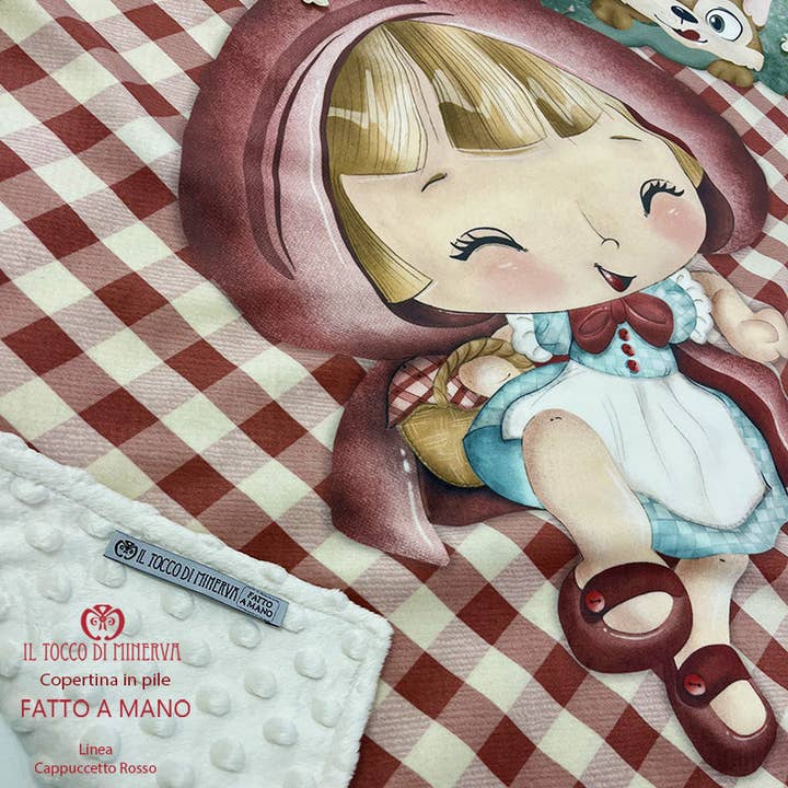 Plaid Baby Blanket Chenille and Fleece Little Red Riding Hood - Handmade for wholesale by Il Tocco di Minerva