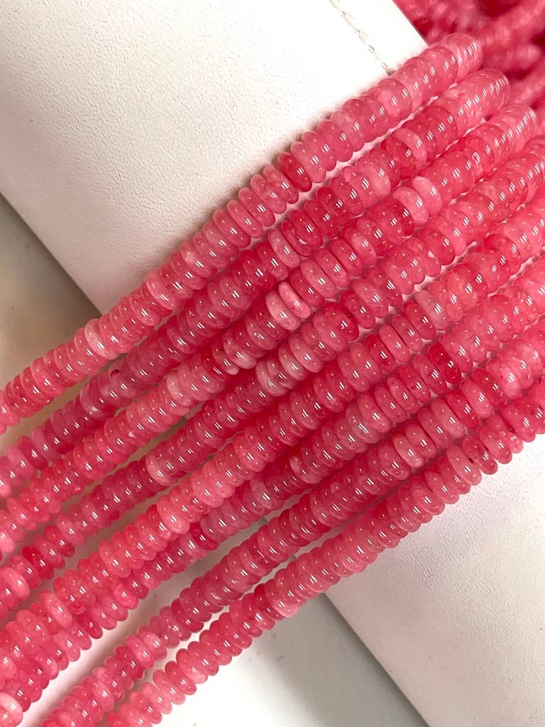 TRIVENI USA INC - Wholesale Beads - 6mm Cherry Quartz Gemstone Heishi Tire Beads Strands 4