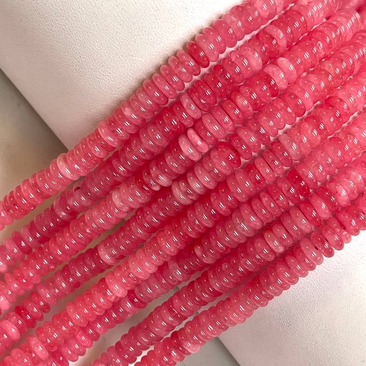 TRIVENI USA INC - Wholesale Beads - 6mm Cherry Quartz Gemstone Heishi Tire Beads Strands 4