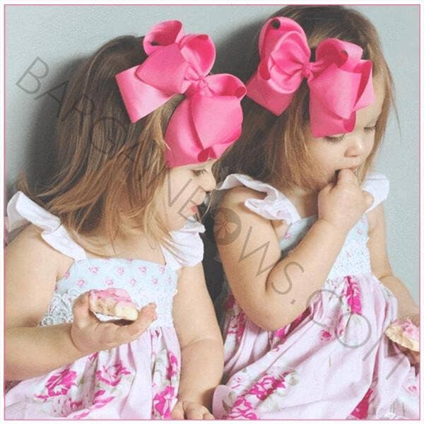 Bargain Bows - Wholesale Hair Bow - Kids - Double Stacked Basic 6 Inch Solid Color Hair Bow -Alligator Clip