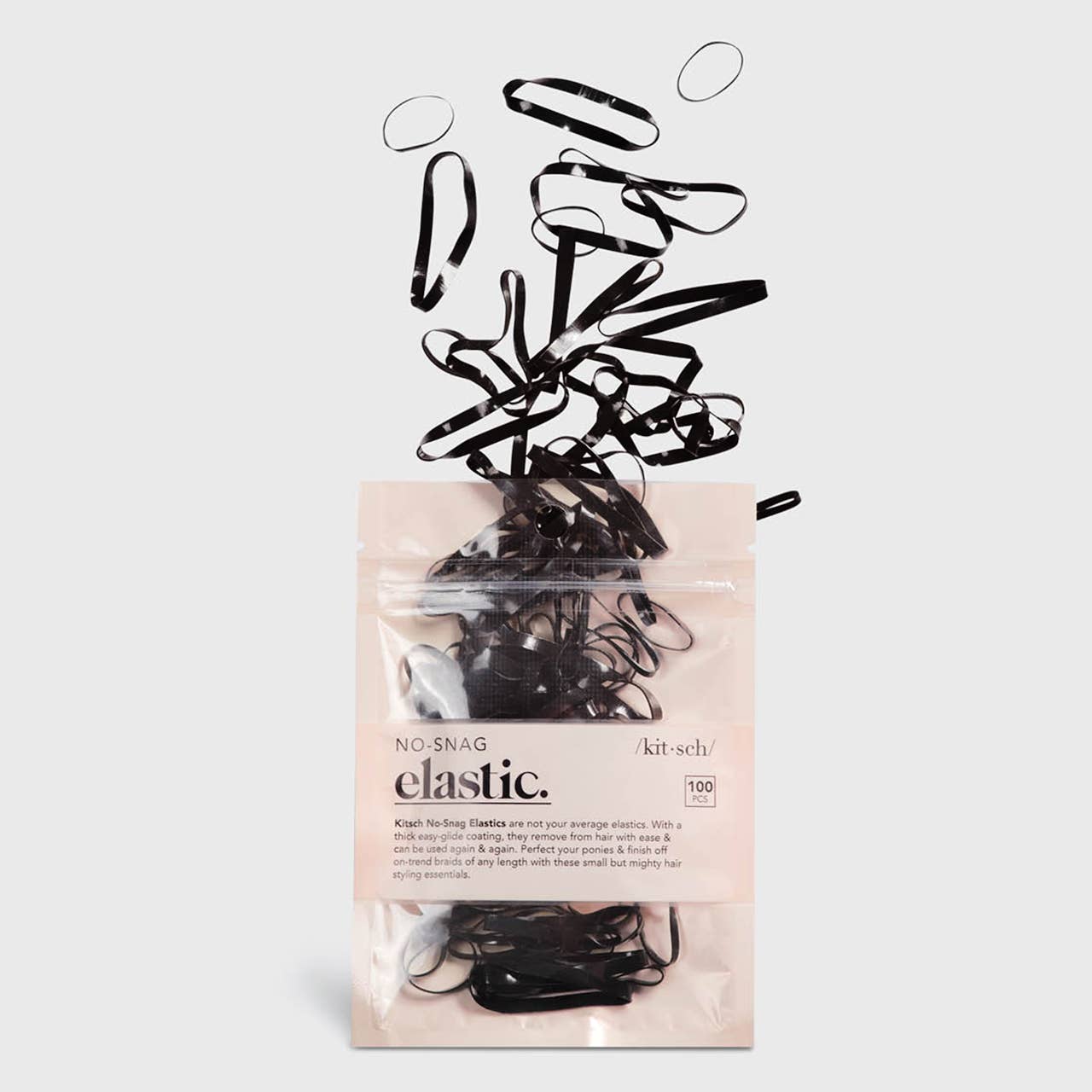 KITSCH – wholesale Hair tie – No-Snag Elastic 100pc - Black1