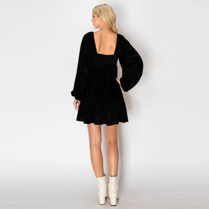 LoveWednesday - Wholesale Dress - Women's - Black velvet mini dress - LWD15773