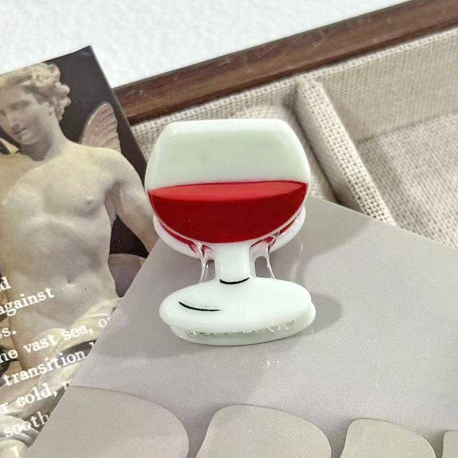 SoapElenGlen – Großhandel Haarclip – Damen – Handbemalte weinglasförmige Acryl-Mini-Haarspange1