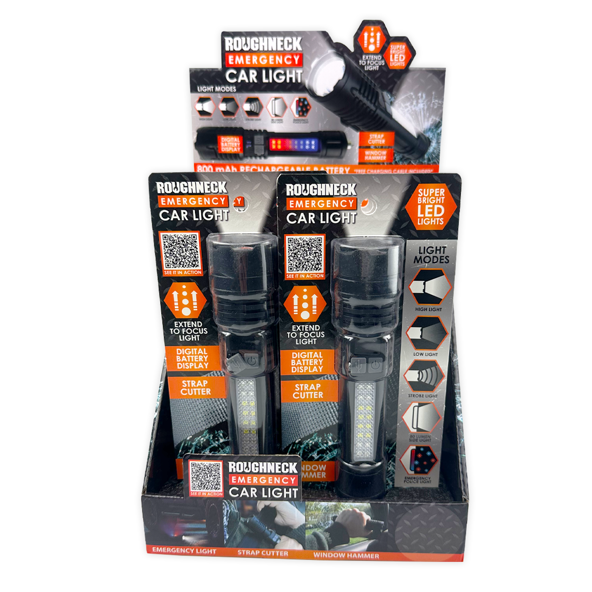 Novelty Brands - Wholesale Handy Tool - Roughneck Emergency Car LED Light Multi Tool - 6/Display2